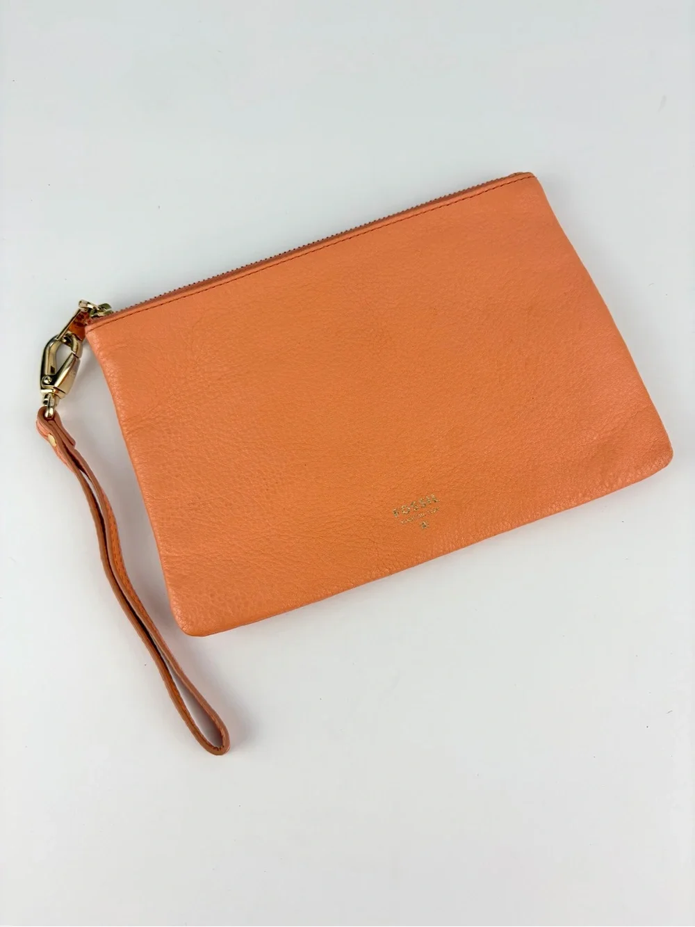 Fossil Cowhide Leather Coral Pink Wristlet Clutch Wallet Bag